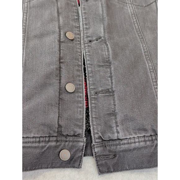 Old Navy Men Sherpa Lined Black Denim Jean Jacket LG Workwear Chore Trucker Coat - Picture 9 of 12